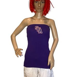 Chicka-d SFA Stephen F. Austin University Tube Top Shirt Purple Size Small NWT